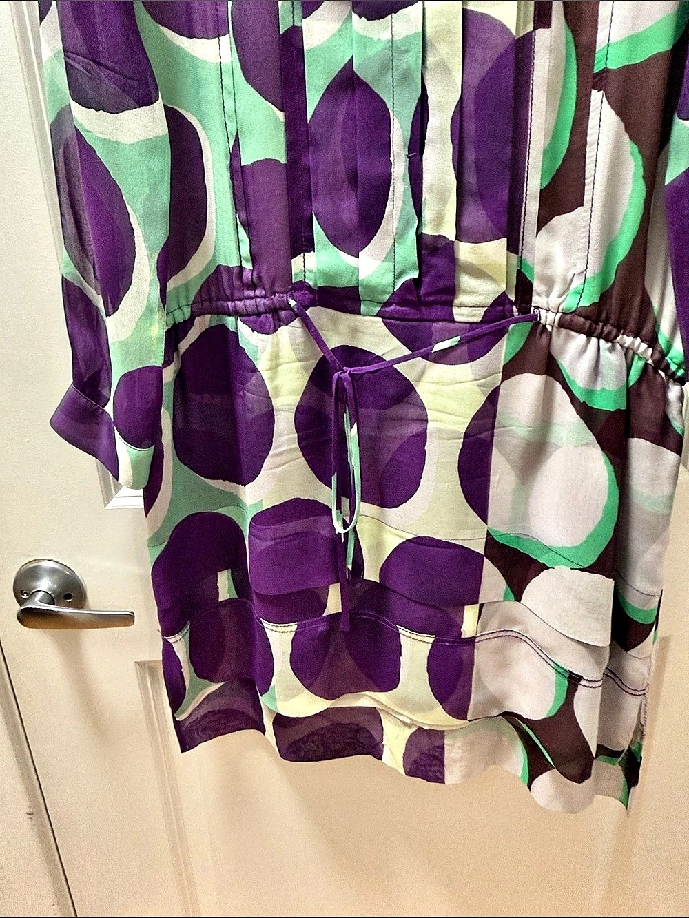 Diane von Furstenberg Geometric Mini Dress in Purple & Green Size 10 - Picture 3 of 4